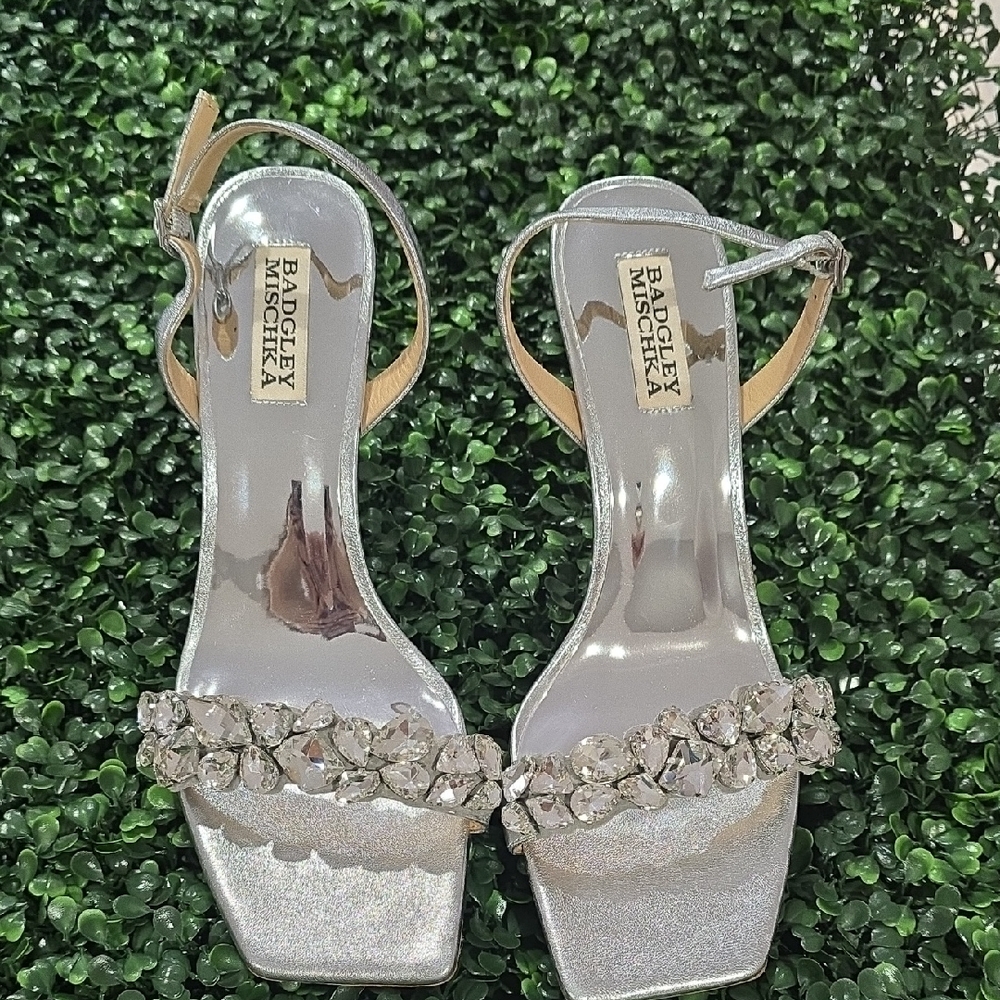 Badgley Mischka Sparkling Silver Heels
